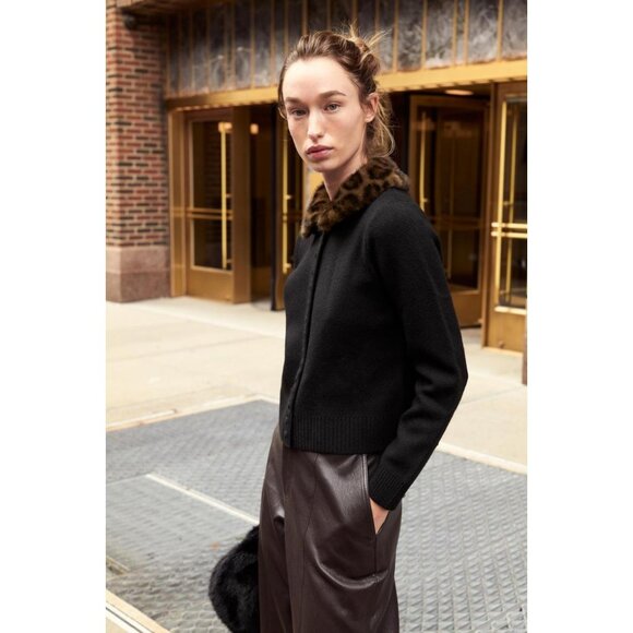 ZARA FAUX FUR COLLAR CARDIGAN - Picture 4 of 7